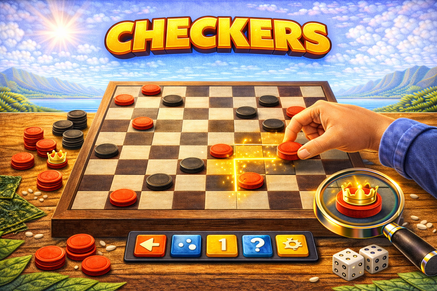 Checkers strategy game — jump and capture opponent pieces to win