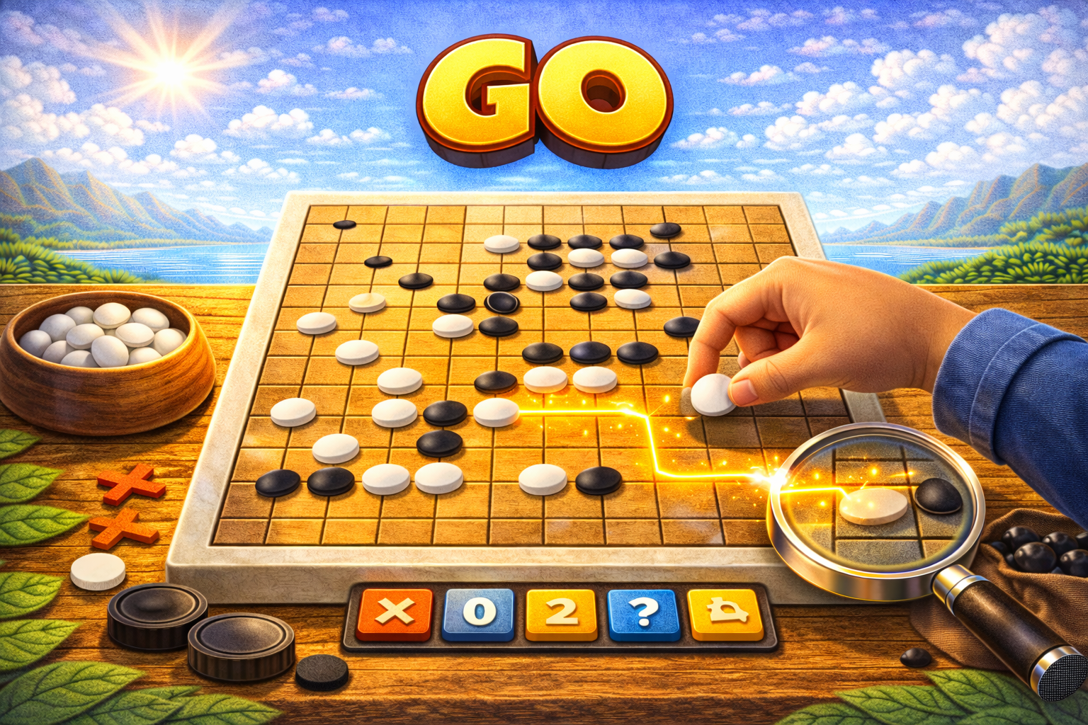Go strategy game — surround territory and capture stones on the board