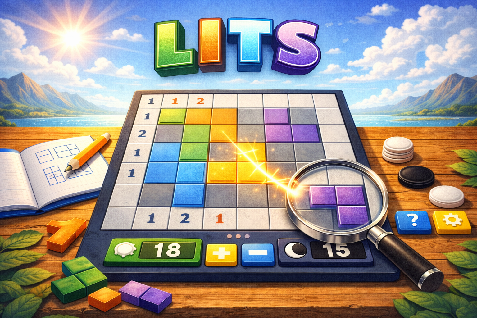 LITS tetromino puzzle — place one tetromino per region forming a connected shaded area